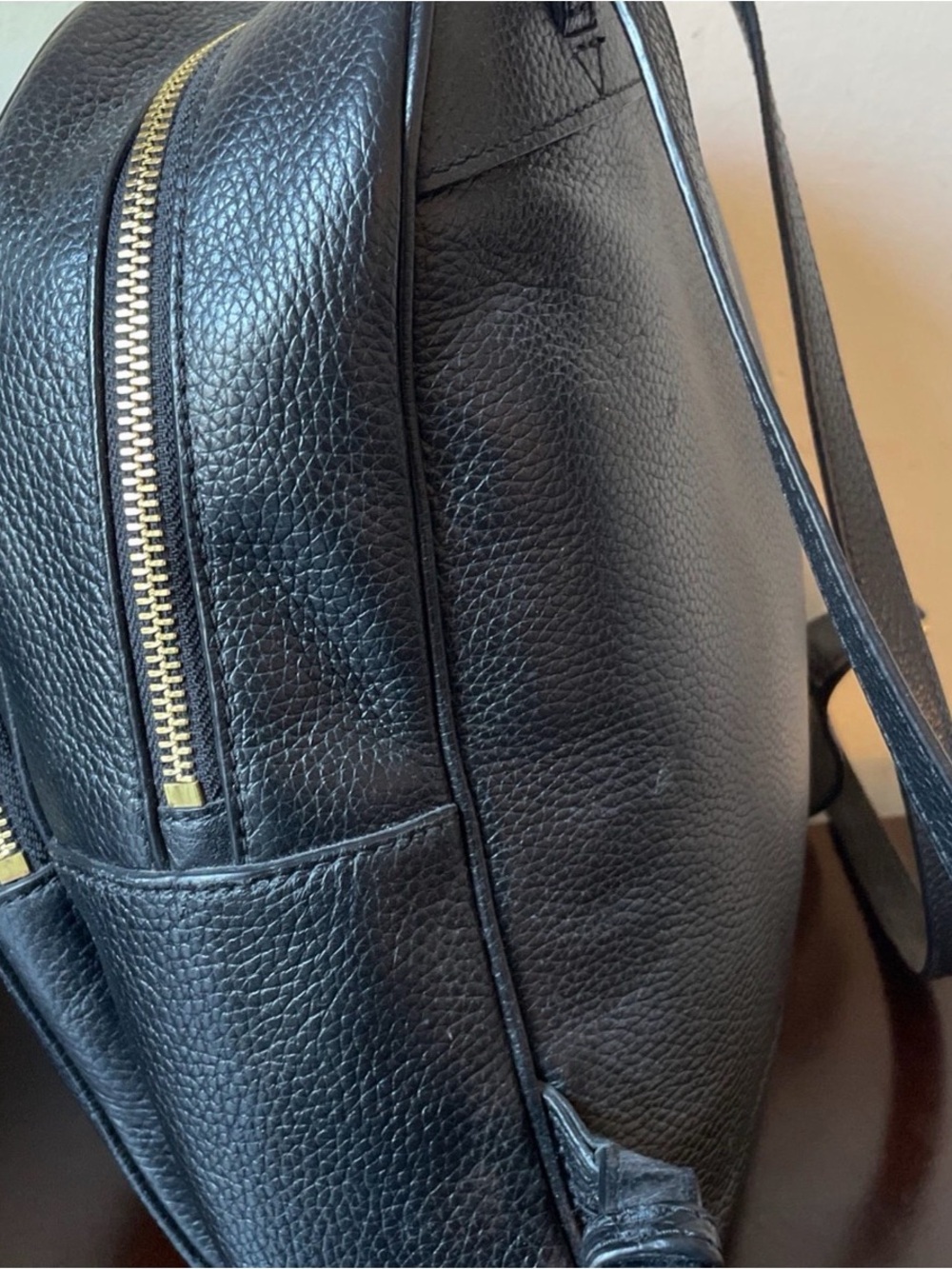 Michael Kors Black Pebbled Leather Small Backpack with Gold Hardware - Picture 2 of 2